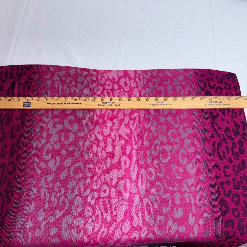 Mix Leopard Print Scarf 72 x 27.5 Pink Magenta Grey Excellent Fringed Woven Wrap - Picture 4 of 9